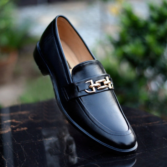 Black Infinity Leather Shoes- UK 6105