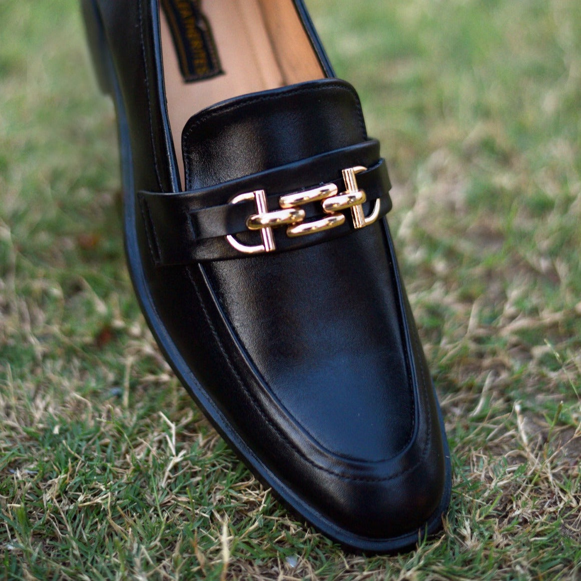 Black Infinity Leather Shoes- UK 6105