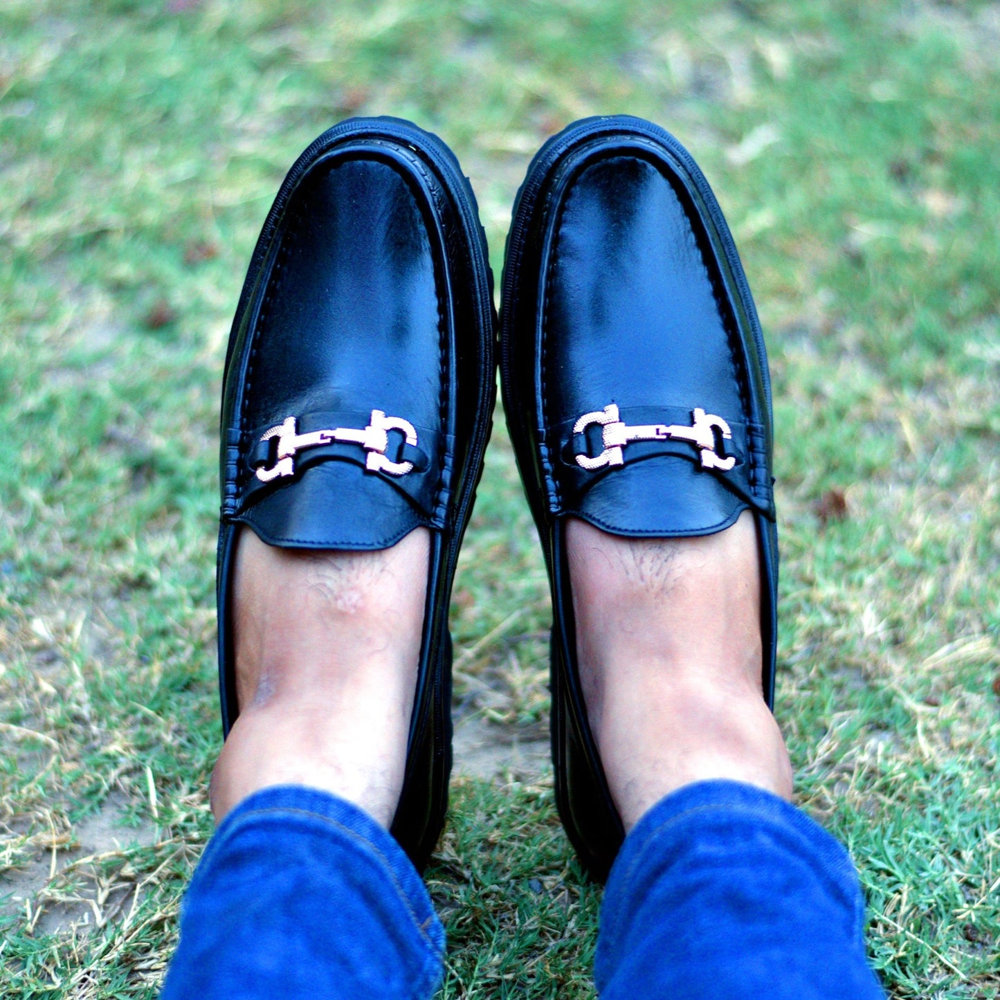 Leather Black Loafers- UK 6104