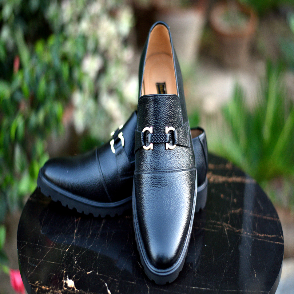 Black Grain Leather Shoes- UJ 6104