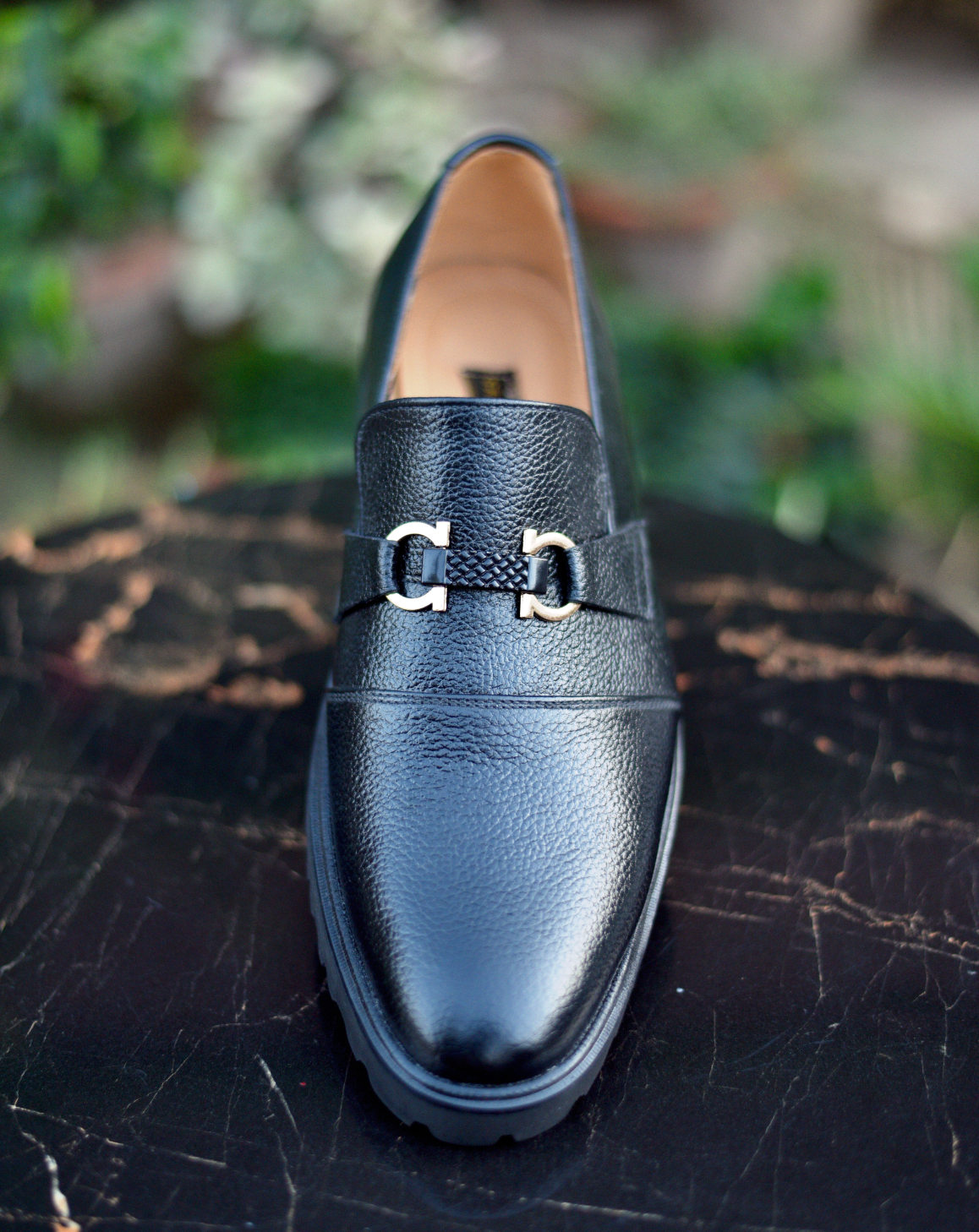 Black Grain Leather Shoes- UJ 6104