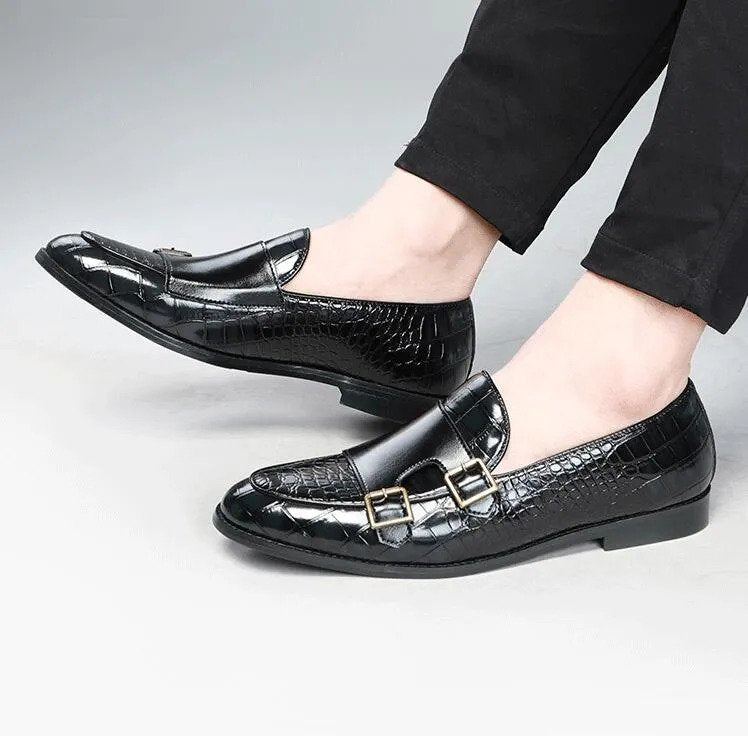 Classic Monk Strap Pure Leather Shoes-UK 6109