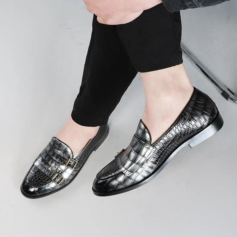 Classic Monk Strap Pure Leather Shoes-UK 6109