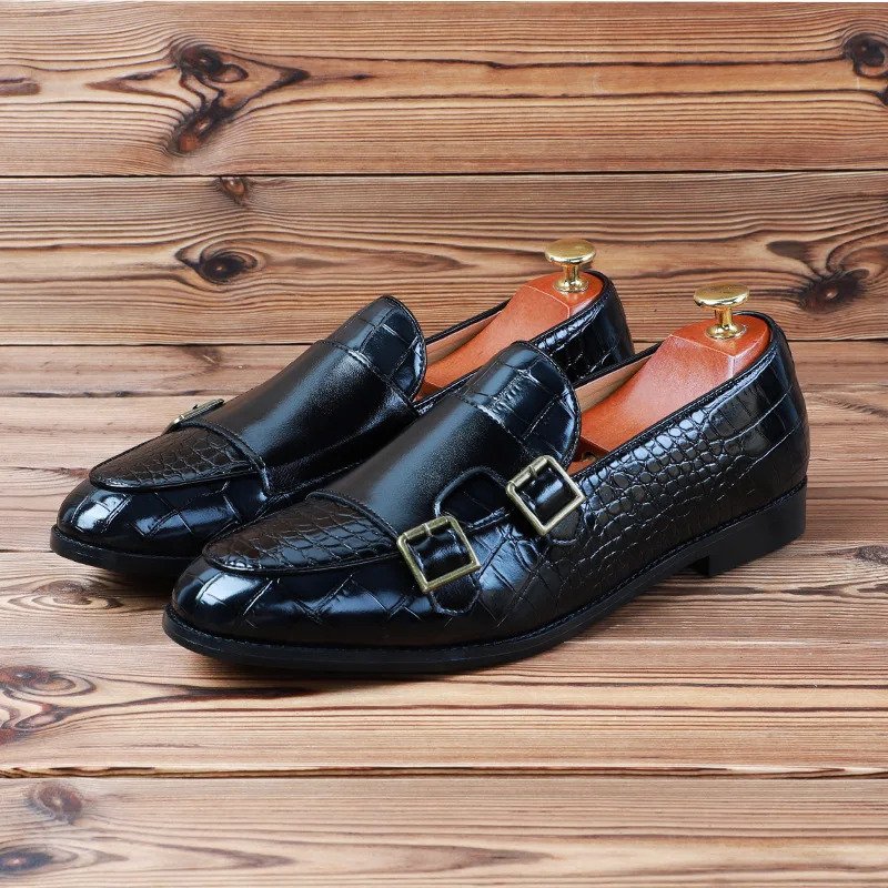 Classic Monk Strap Pure Leather Shoes-UK 6109