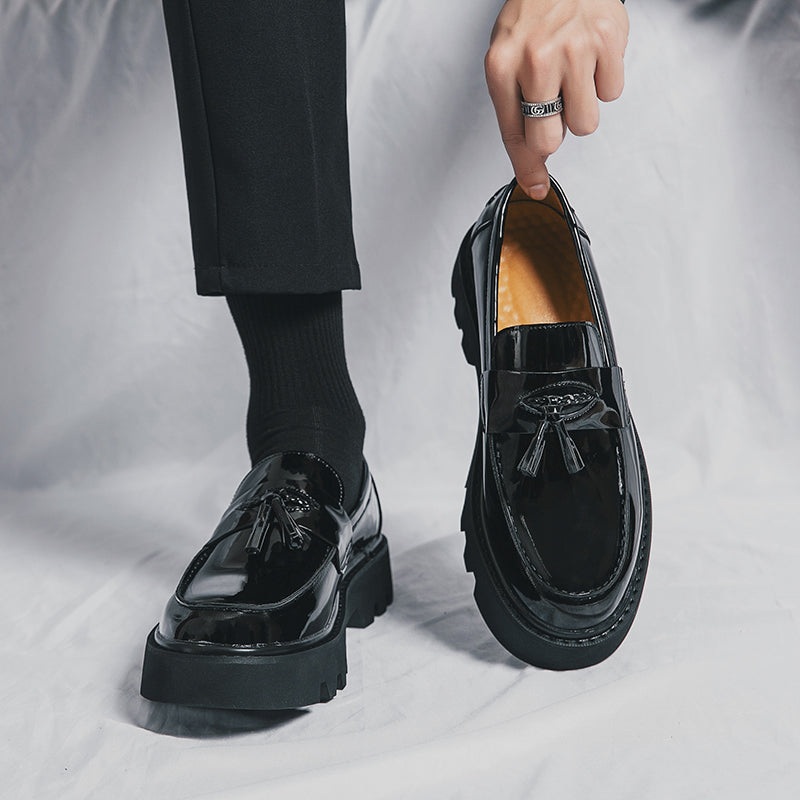 New Black Loafers Men Leather Shoes-13922