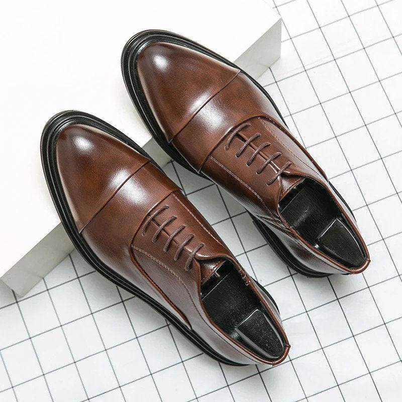 Leather Oxford Toe Cap Shoes-13914 – Leatherites