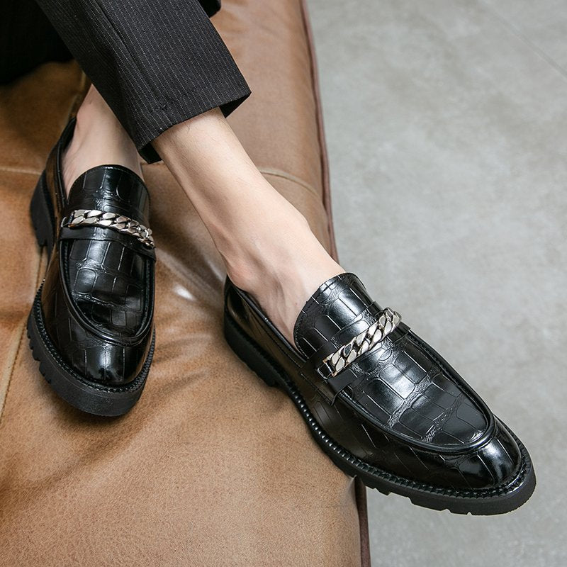 Leather Bright Fringe Men Loafers-13912