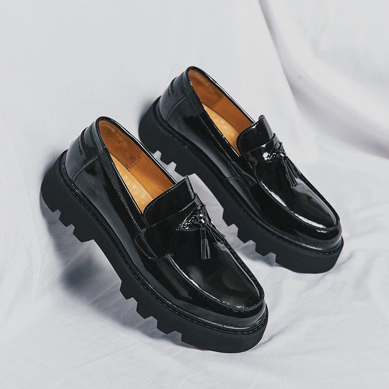 New Black Loafers Men Leather Shoes-13922