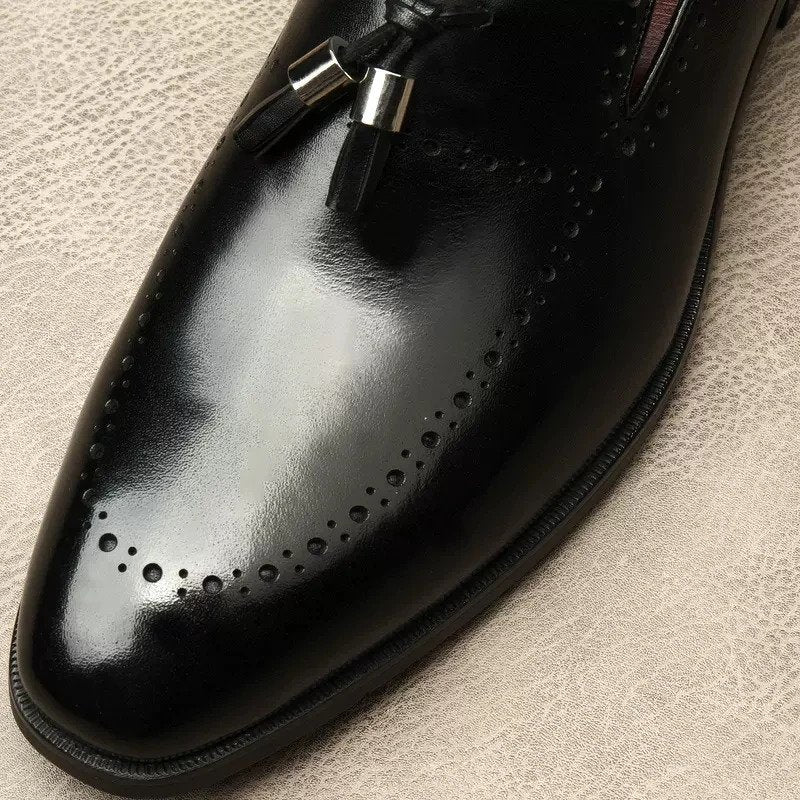 Penny Loafer Black/Wine Red Antique Shoes-13928